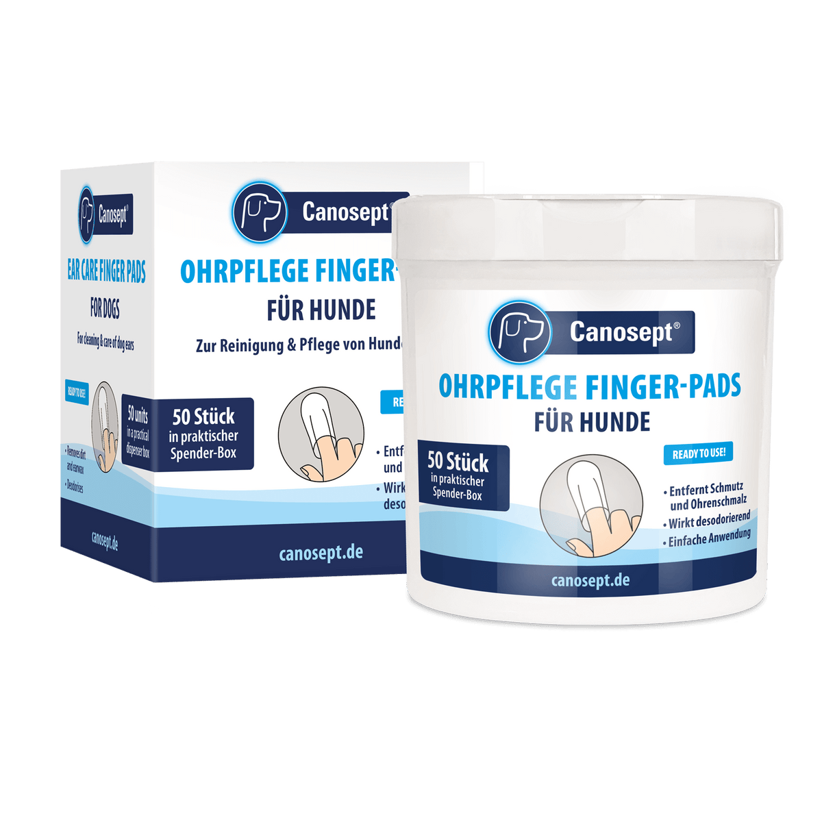 Canosept Ohrpflege Finger-Pads für Hunde - Zum Entfernen von Schmutz und Ohrenschmalz an den Ohrmuscheln